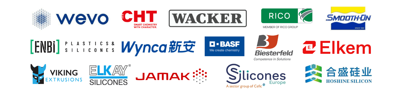 Logos of exhibitors, sponsors and partners