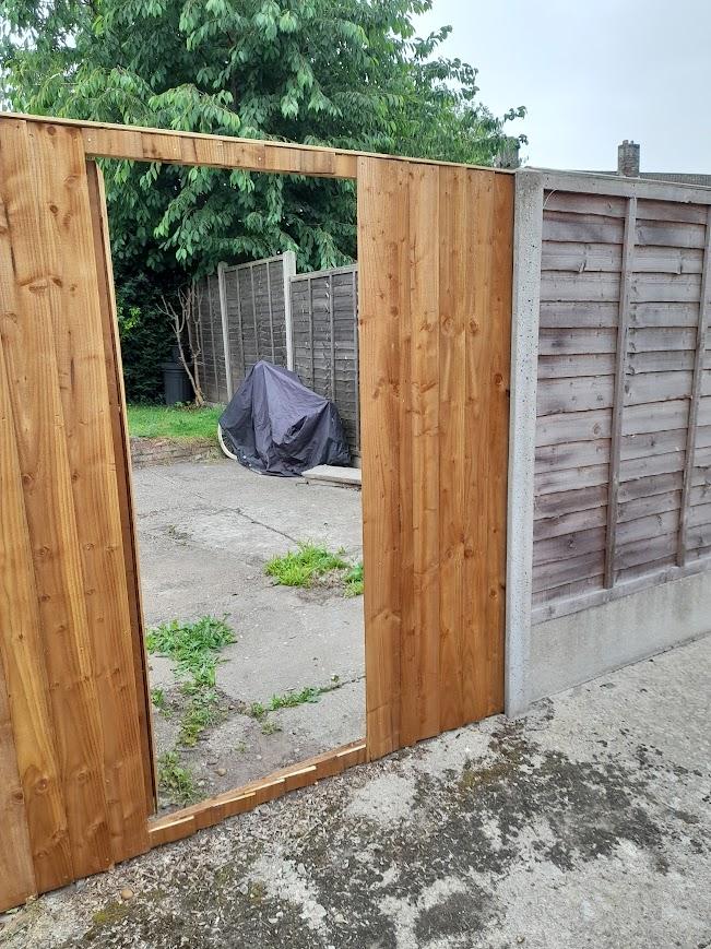 closeboard fence panel with a gate built in