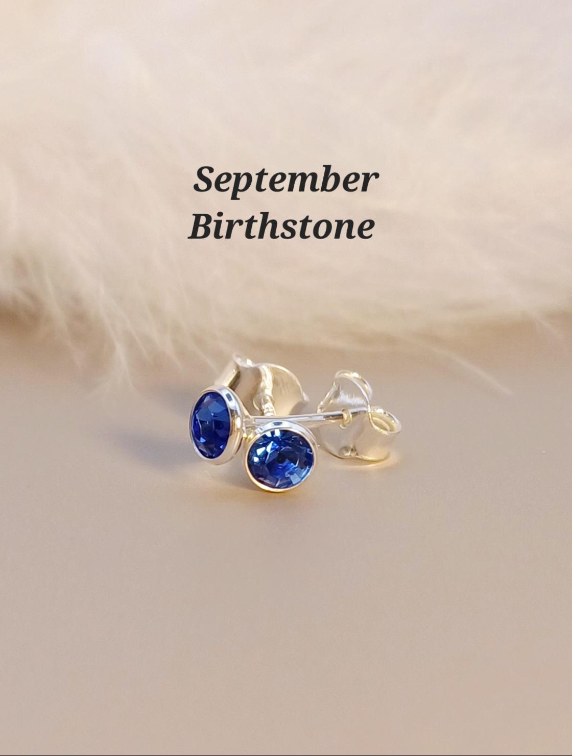 EARRINGS - Sterling Silver Tiny Birthstone Stud Earrings