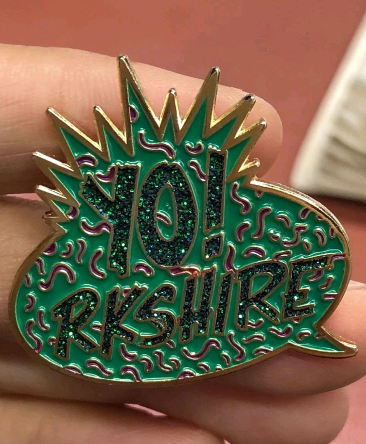 YO!rkshire enamel pin badge with laser glitter- free postage