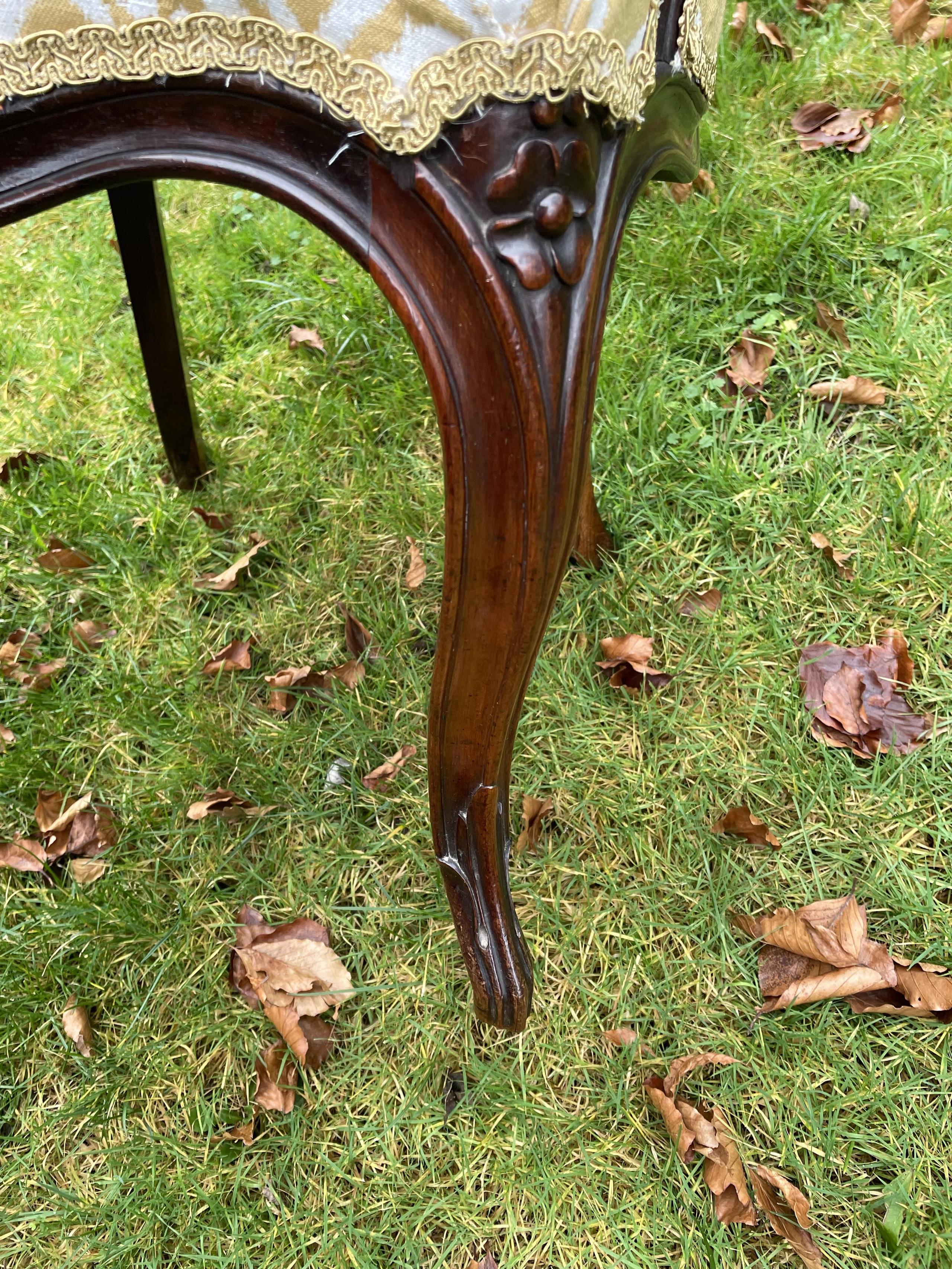19th Century Rosewood Upholstered Arm Chair.