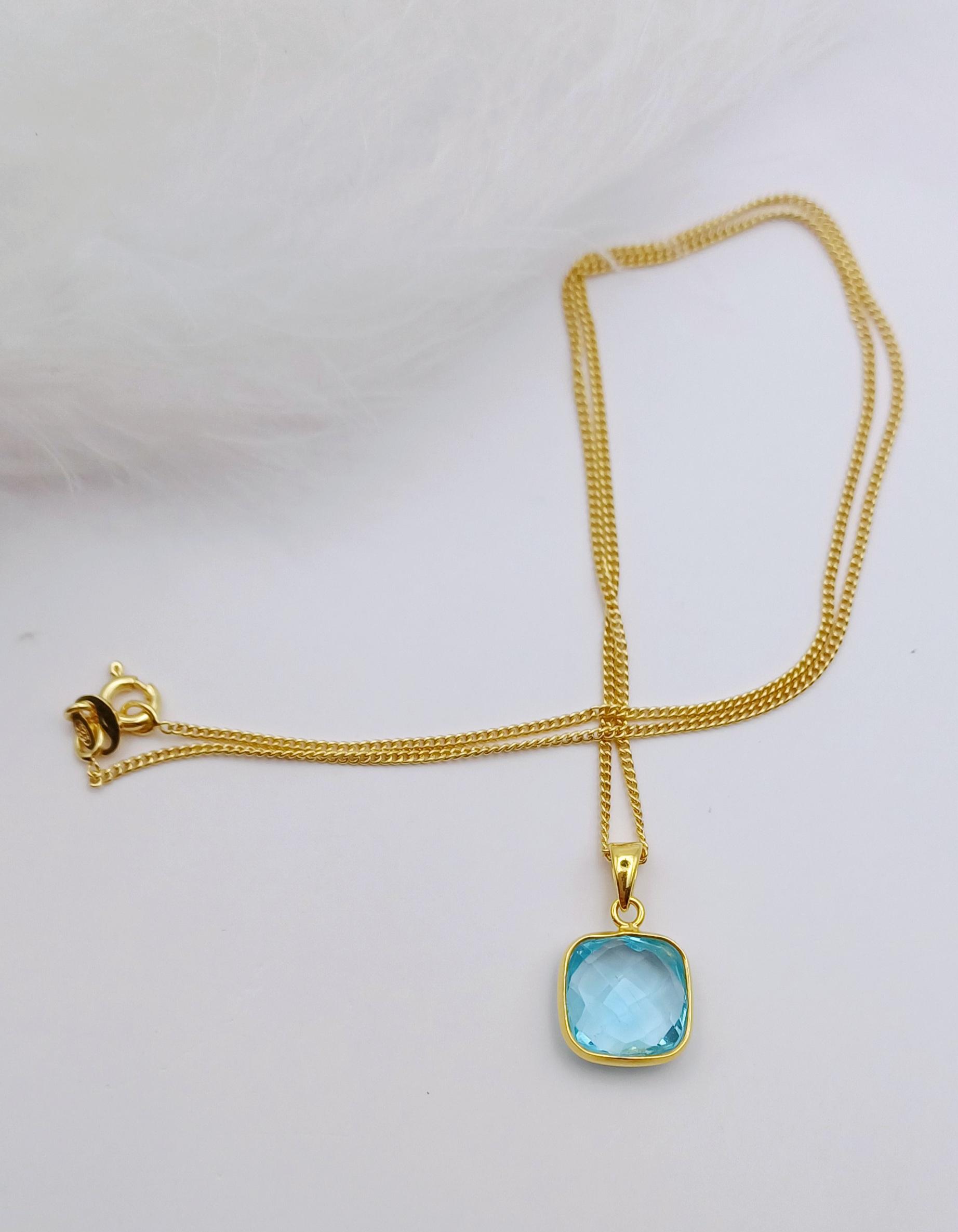 NECKLACES - Aquamarine 9ct Gold Vermeil Necklace