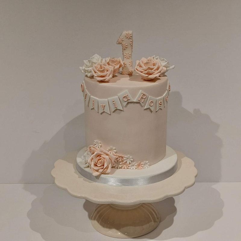 Floral 1st Birthday Cake
