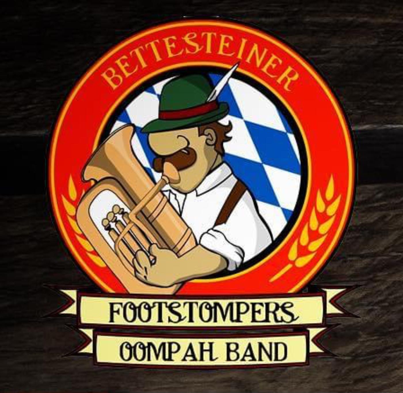 Bettesteiner Footstompers Oompah Band logo showing an animated design of a musician playing a brass instrument.