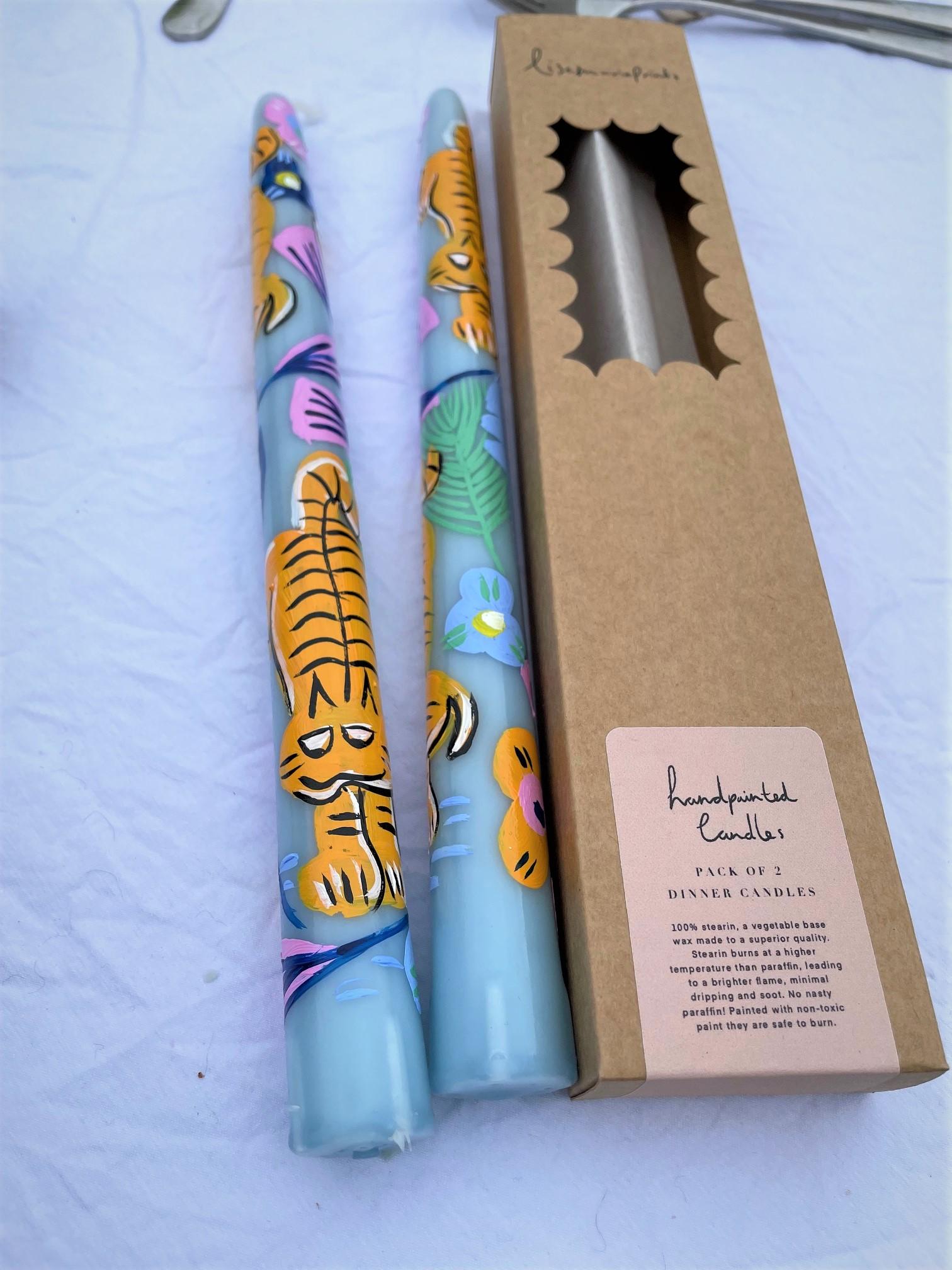 Hand Painted Stearin candles - Oriental tiger
