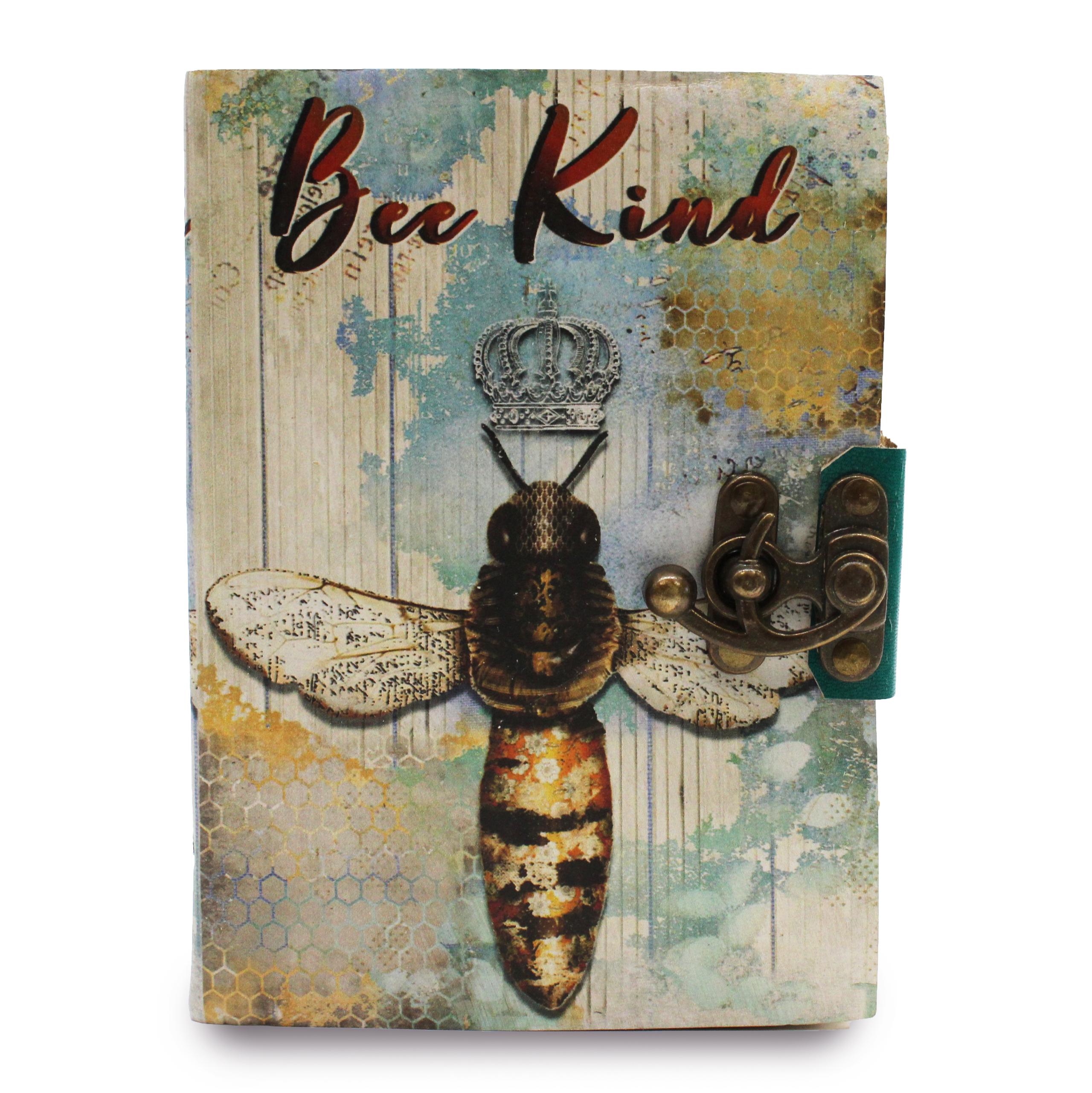 Notebook - Leather 'Bee Kind" with deckle edge