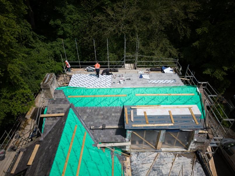 Zinc roof cladding on dormers side view.