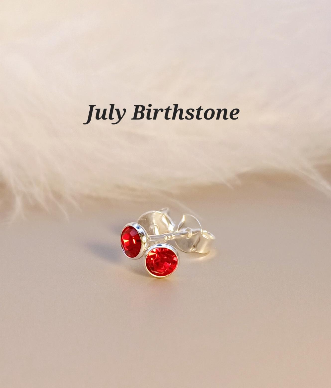 EARRINGS - Sterling Silver Tiny Birthstone Stud Earrings