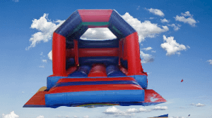 red blue bouncy castle