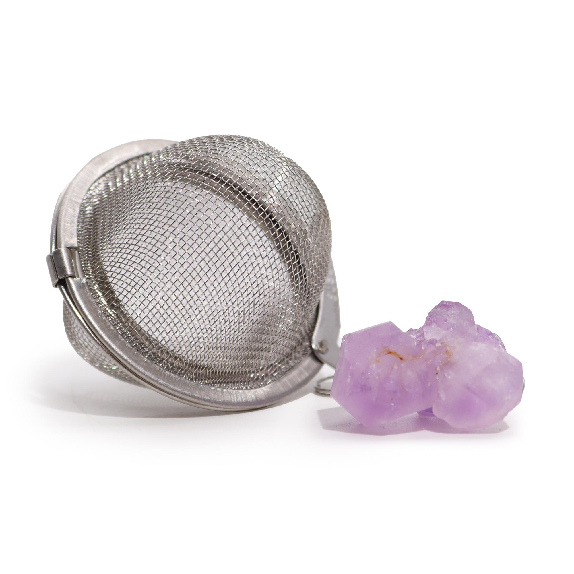 Tea Strainer with Raw Amethyst cluster