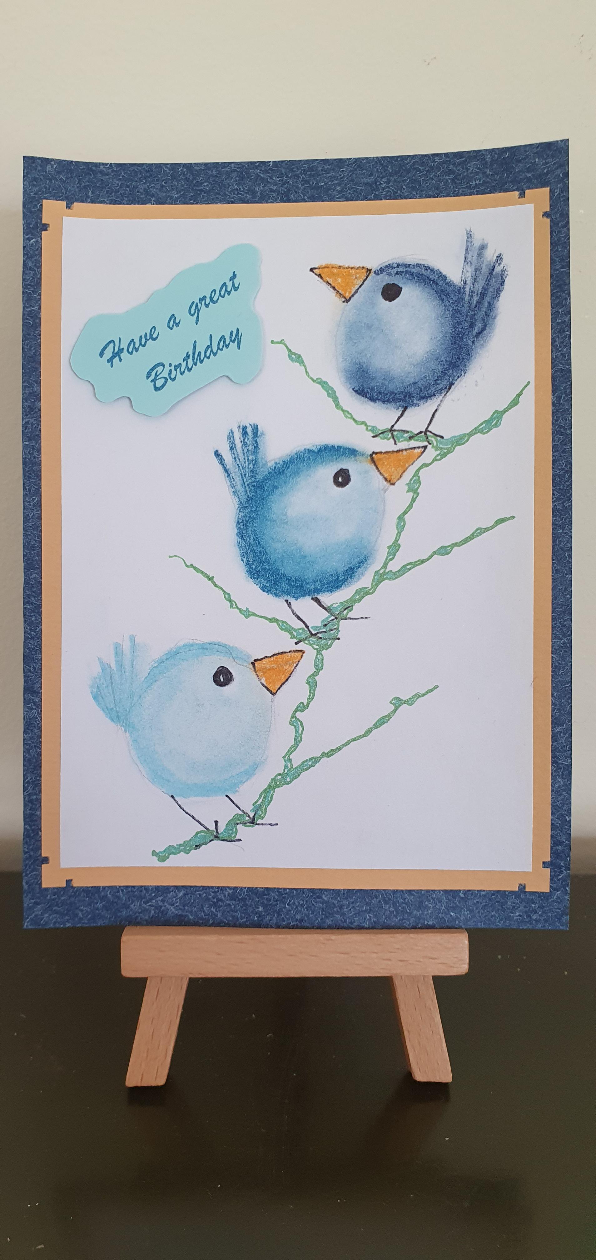 Pastel Bird Birthday Card 4 pack