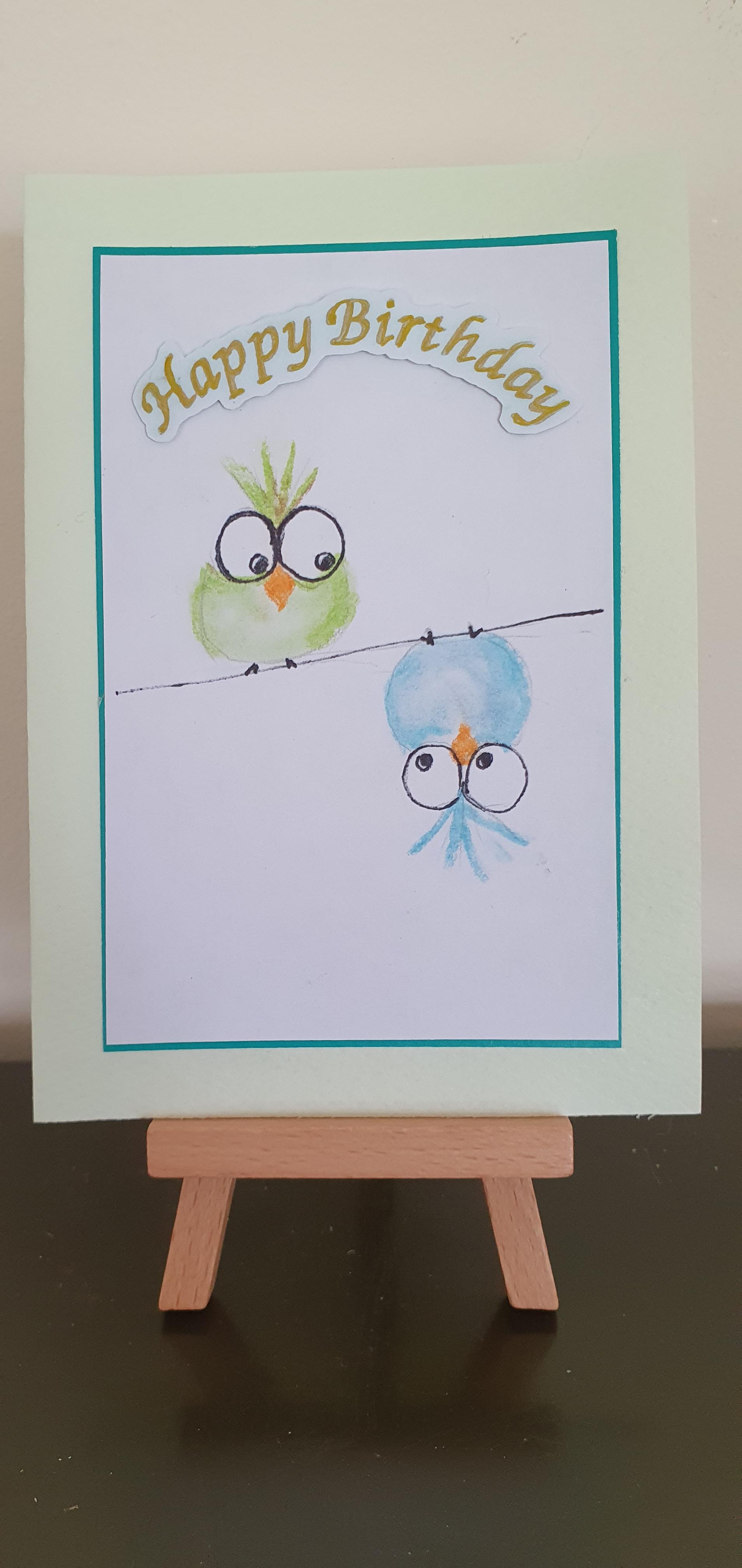 Pastel Bird Birthday Card 4 pack