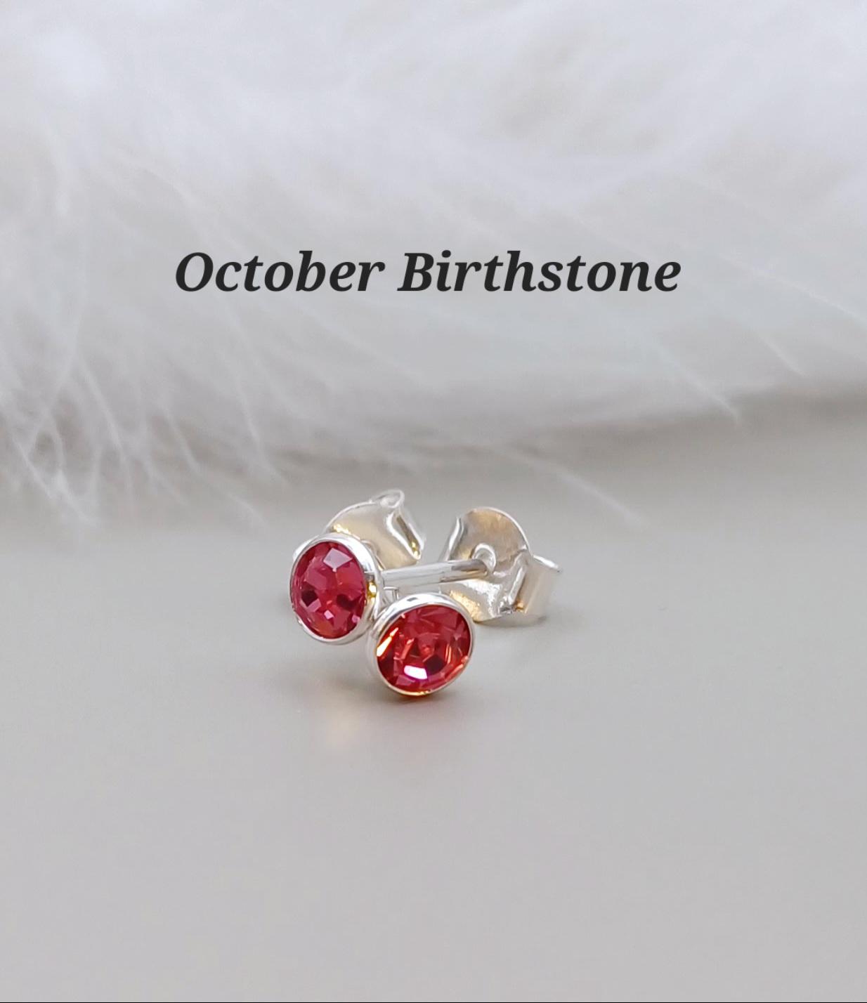 EARRINGS - Sterling Silver Tiny Birthstone Stud Earrings