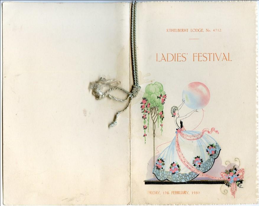 Aethelberht Lodge 4712 historic Ladies Festival menu card