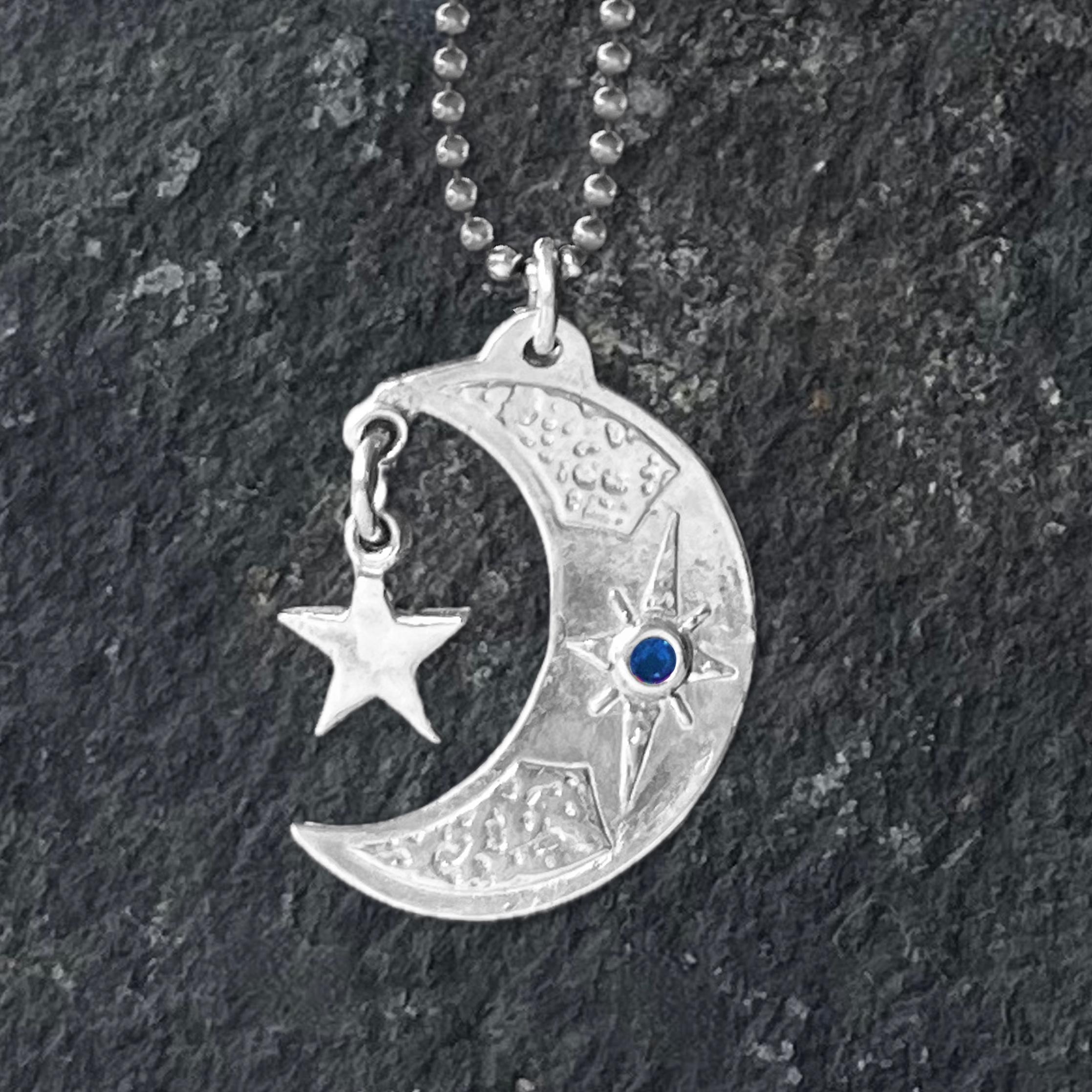 Sapphire Moon Fine Silver Pendant