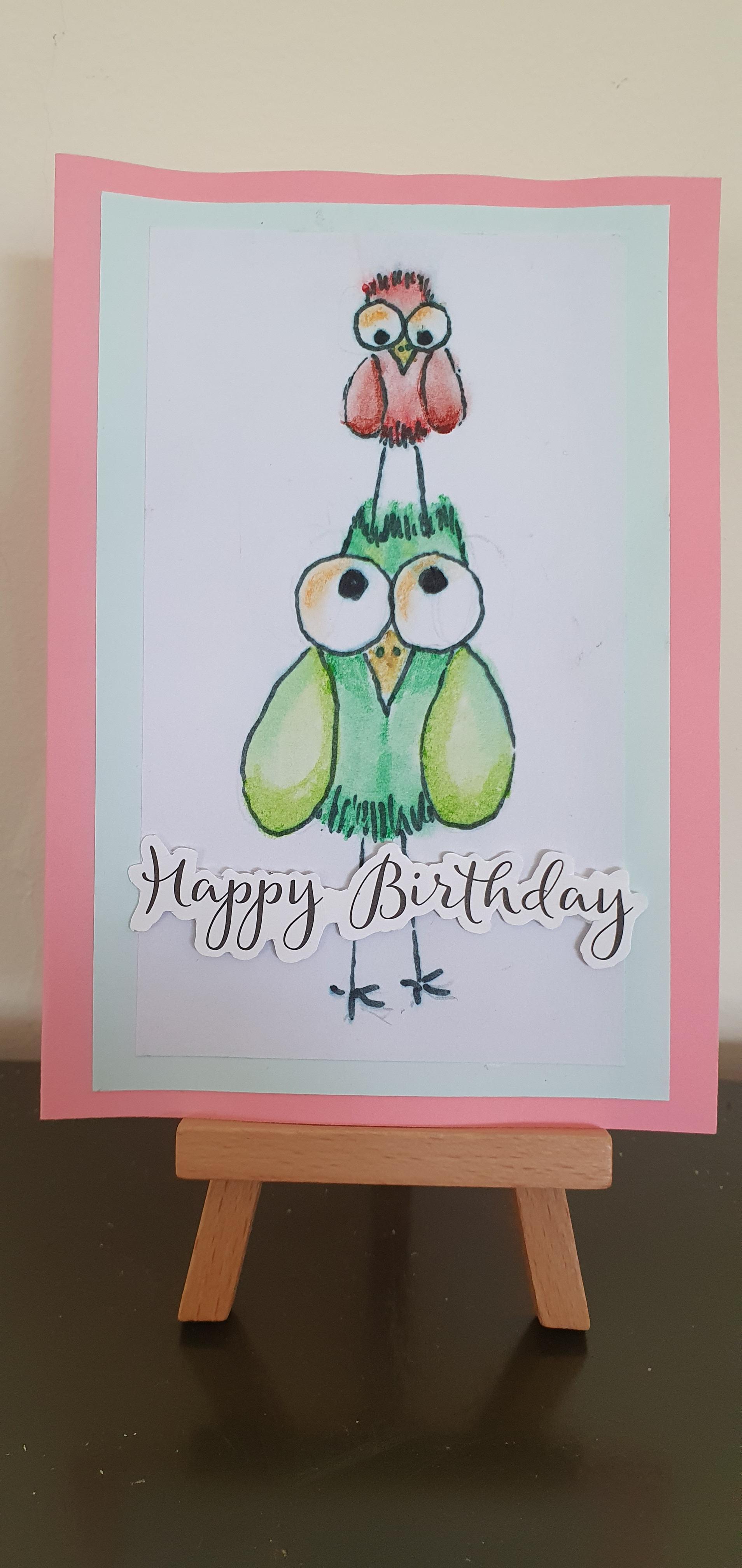 Crazy Bird Birthday Card 4 pack