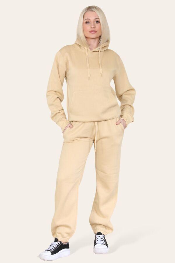 BEIGE OVERSIZED HOODY AND JOGGER TRACKSUIT