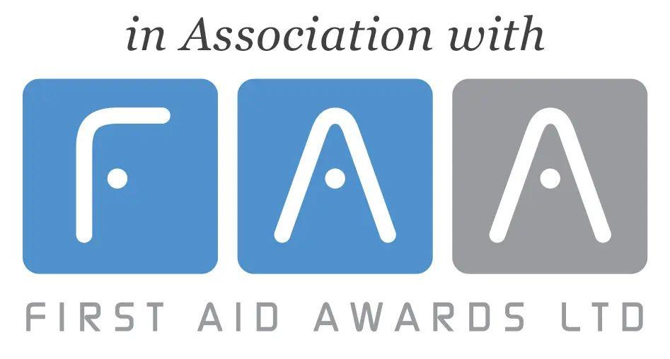 in association with first aid awards badge logo