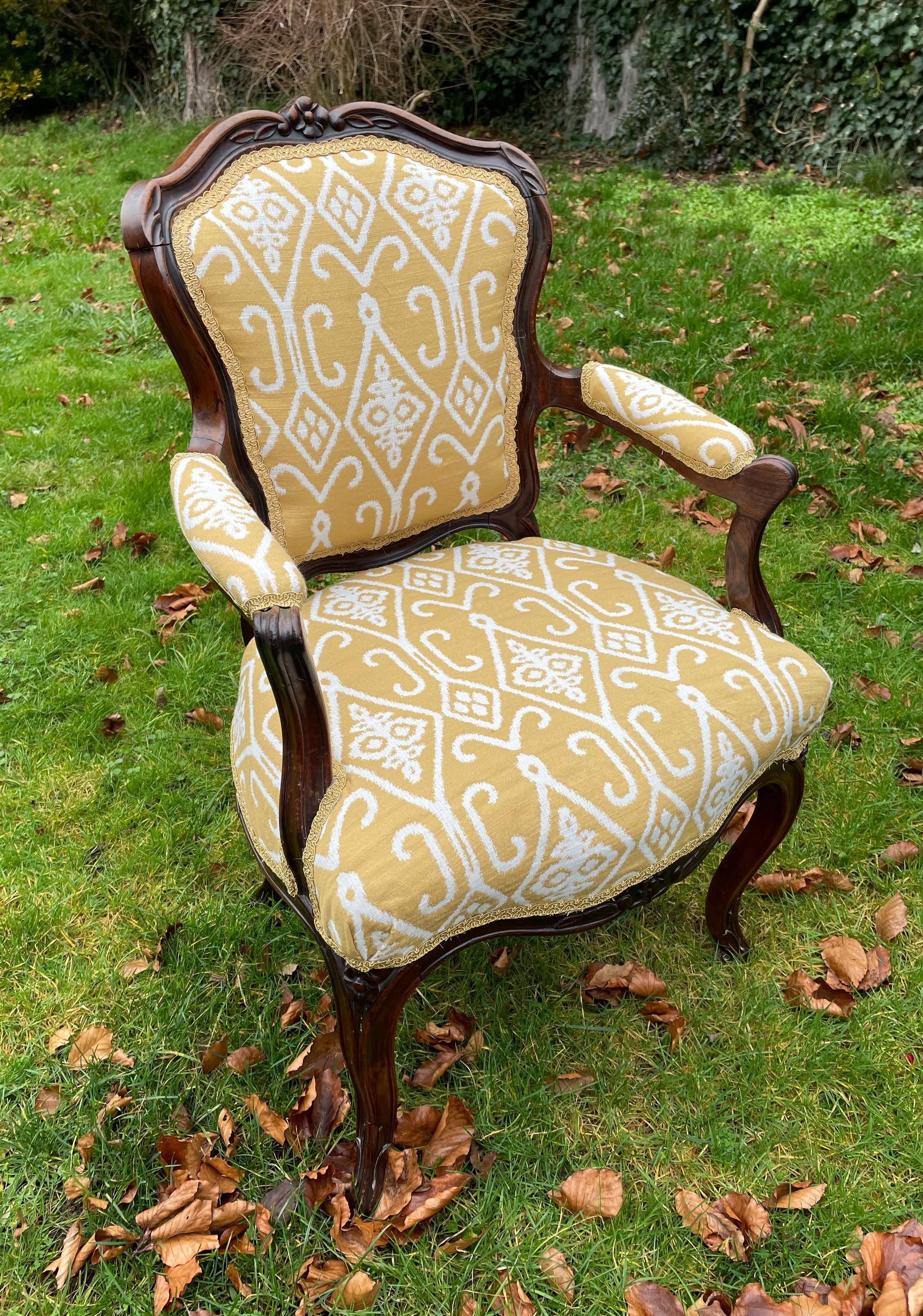 19th Century Rosewood Upholstered Arm Chair.