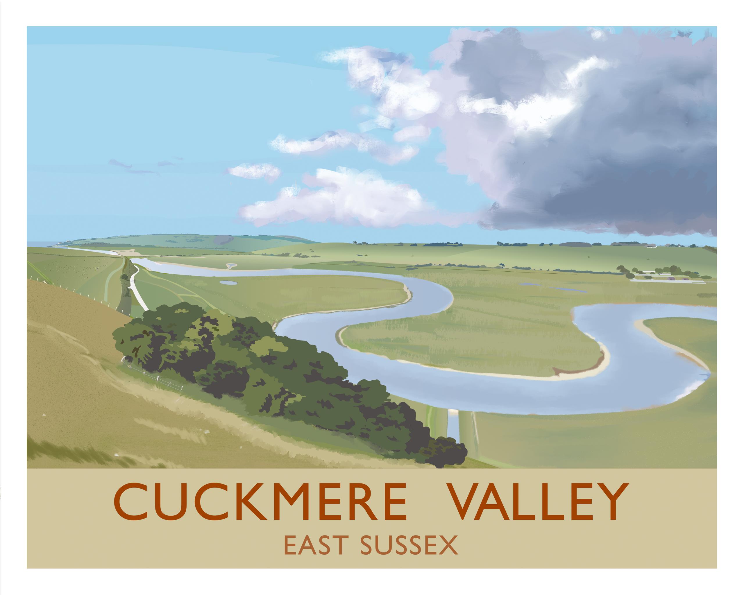 Cuckmere Valley 20" x 16" Archival Giclee Print