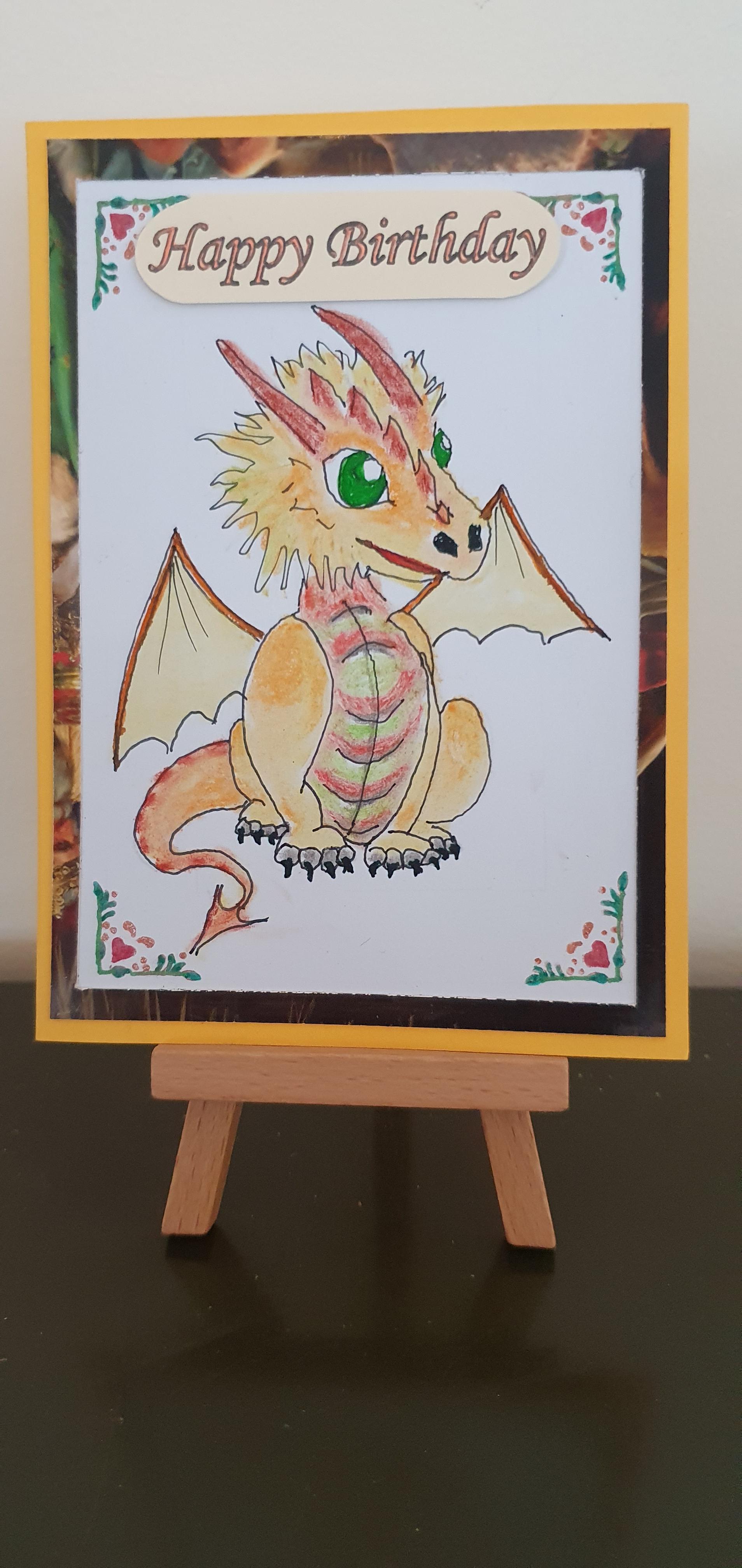 Dragon Doodle Birthday Card 4 pack