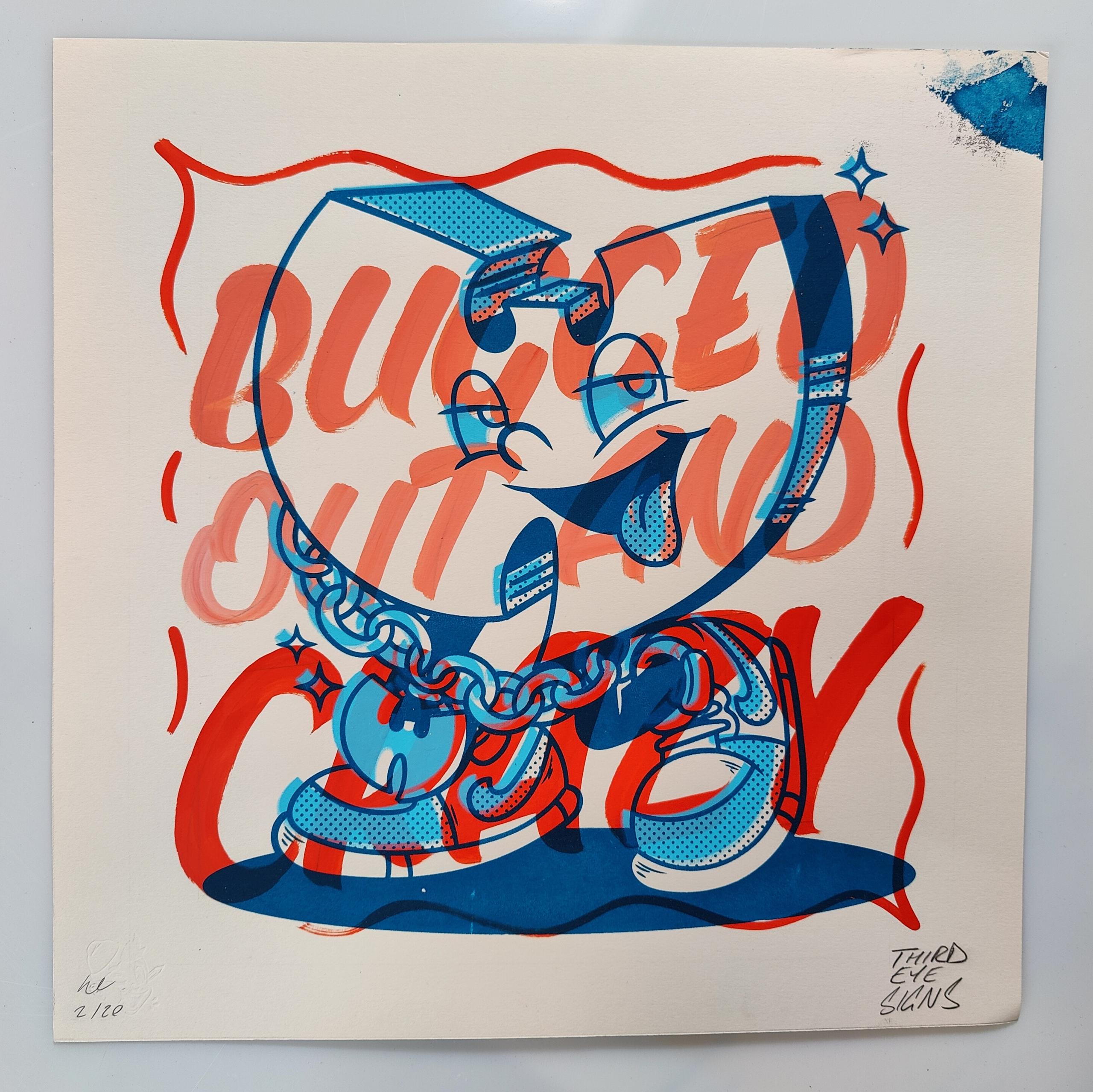 Wu-Tang handpainted screenprint 'Bugged Out and Crazy'
