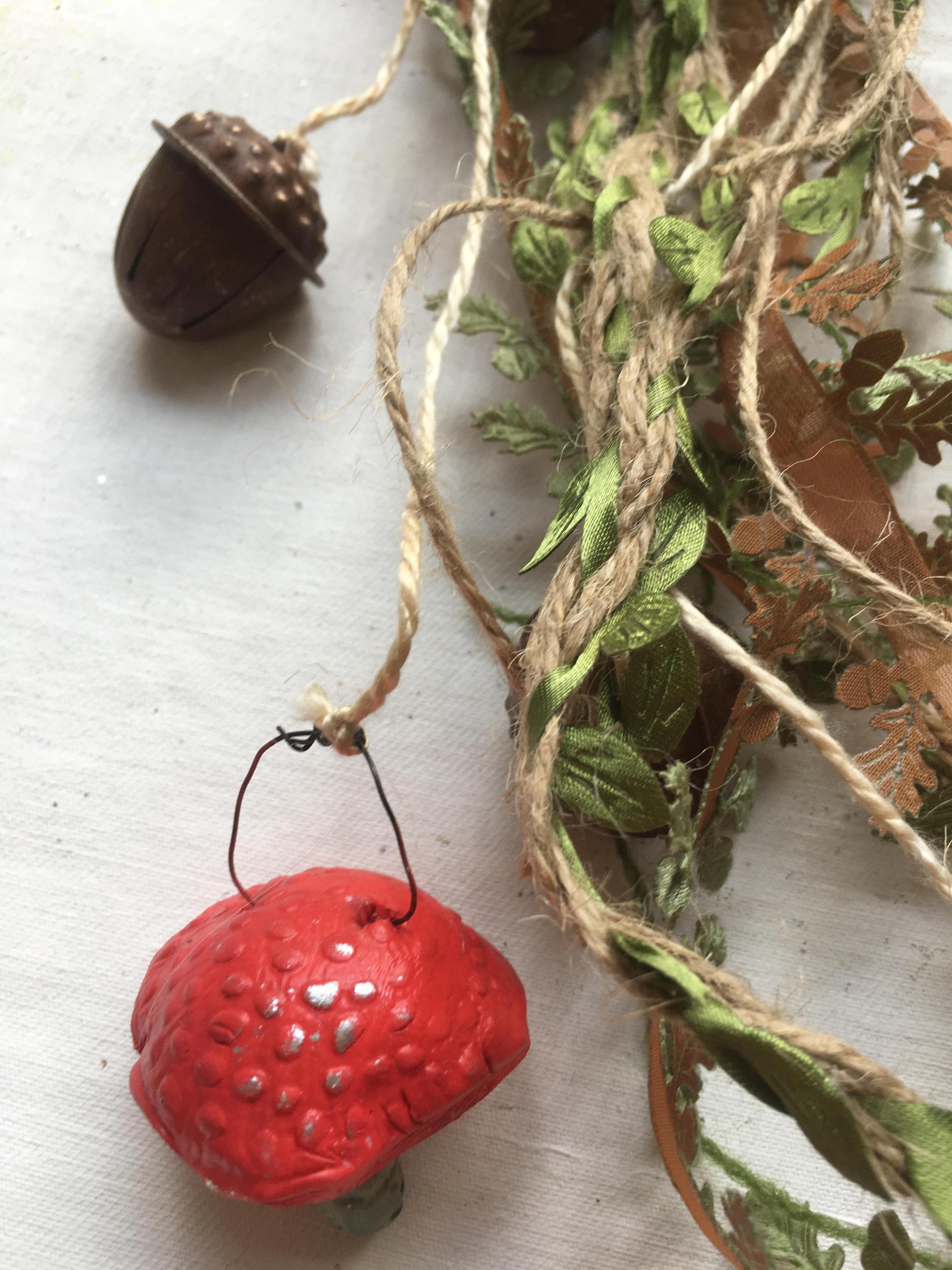 Oak & Woodland Witch Bells. Old English Charms. Red Mushroom.