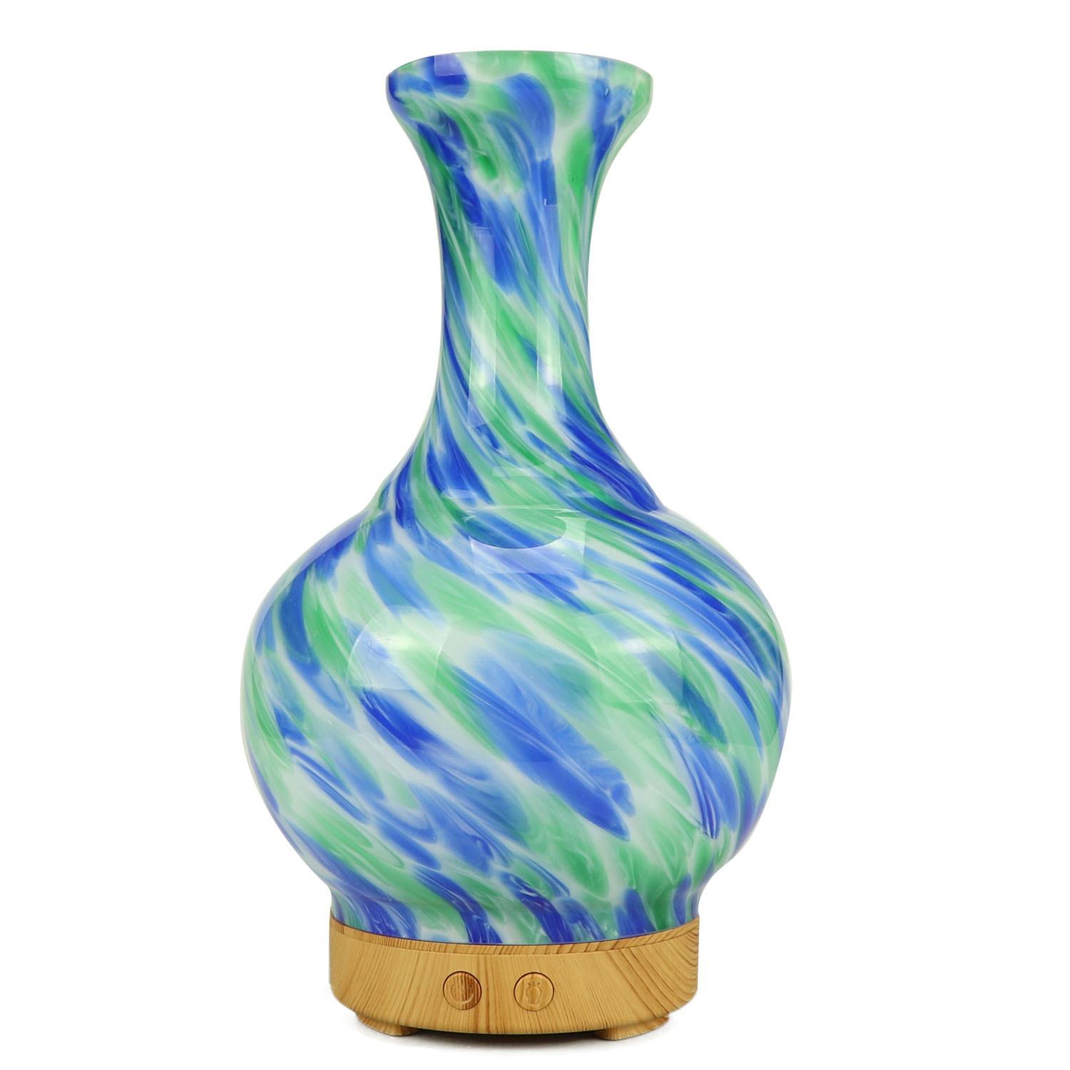 Aroma Atomiser - Glass Vase Blue and Green with UK Plug