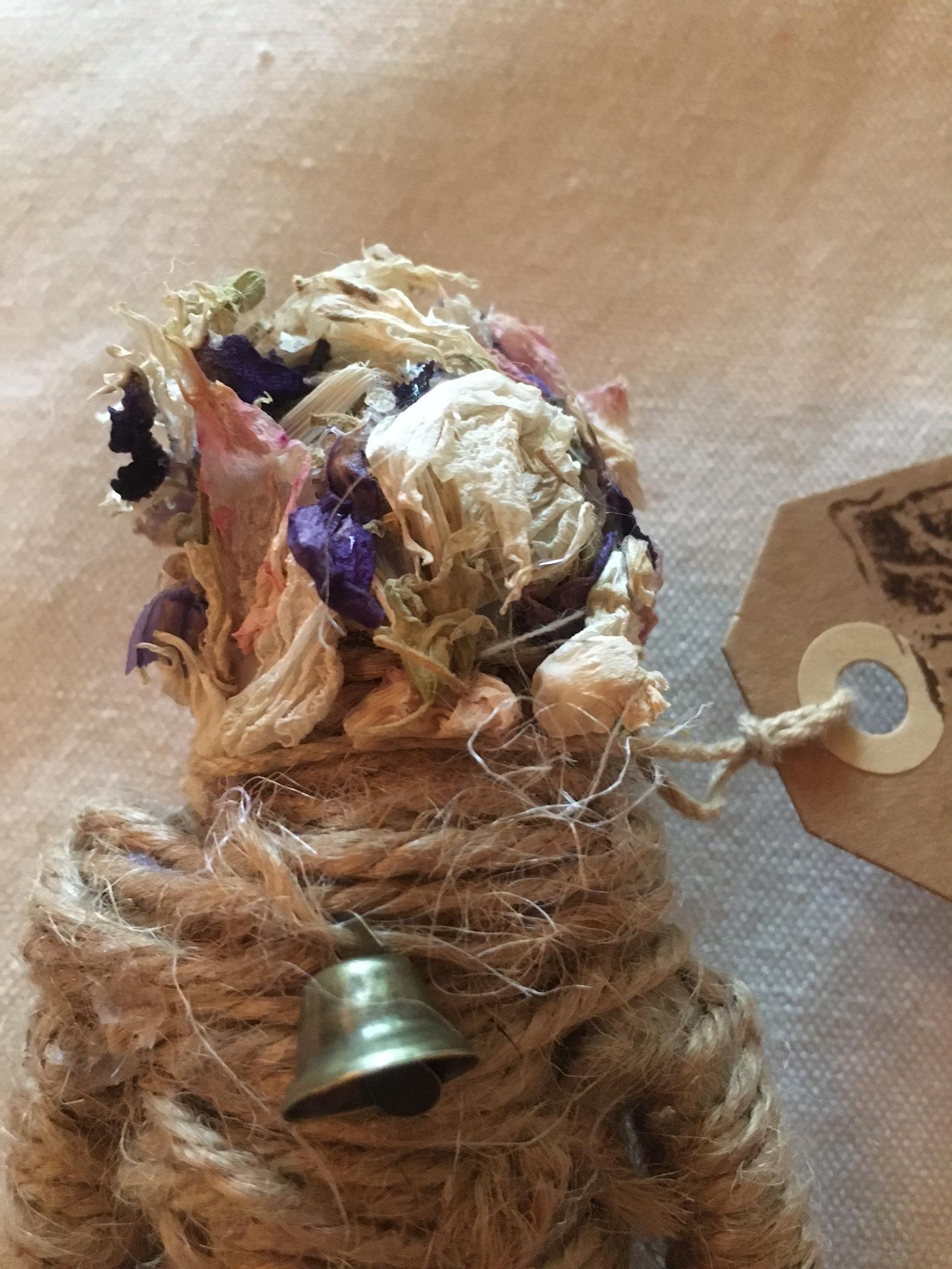 The Ring Of Spring. Dried Sweetpea String Doll.