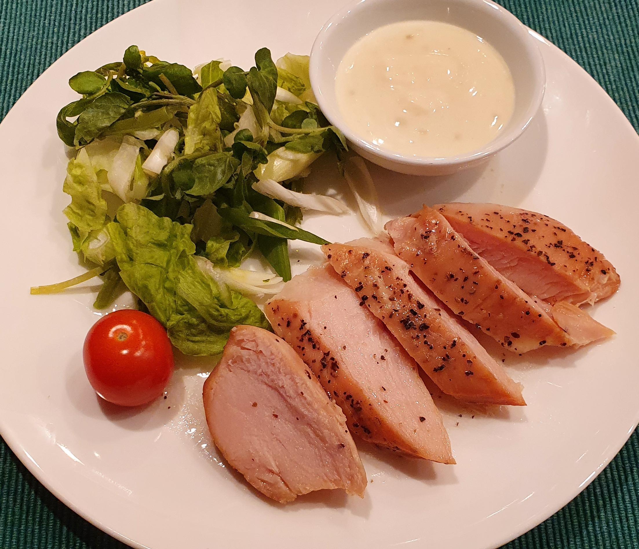 Smoked Chicken Breast with Lemon Mayo Dip