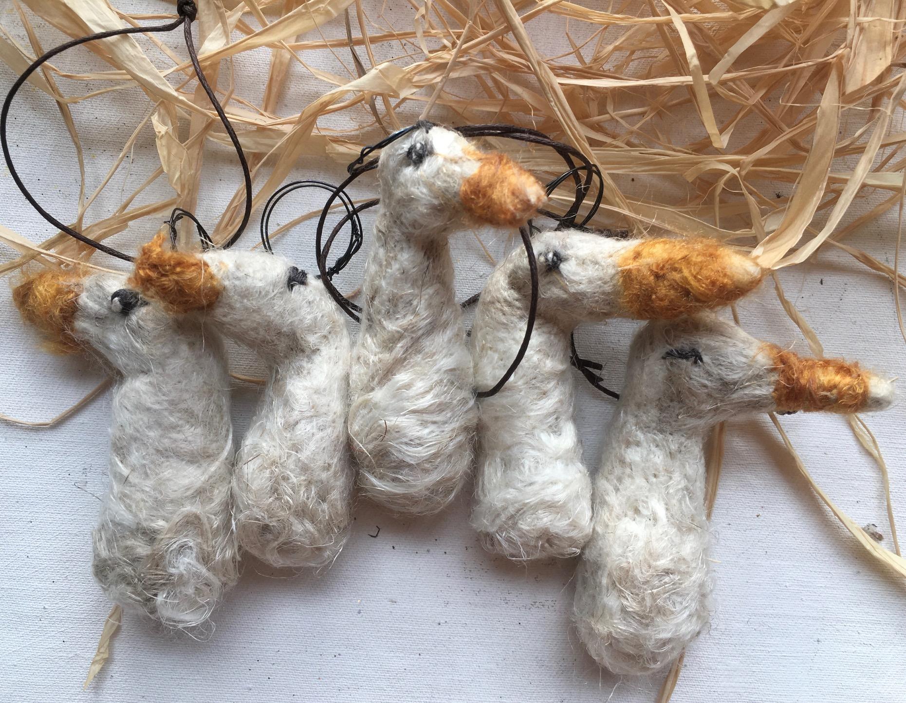 Christmas Dinner Geese. Needle-felted Flax Ornament.