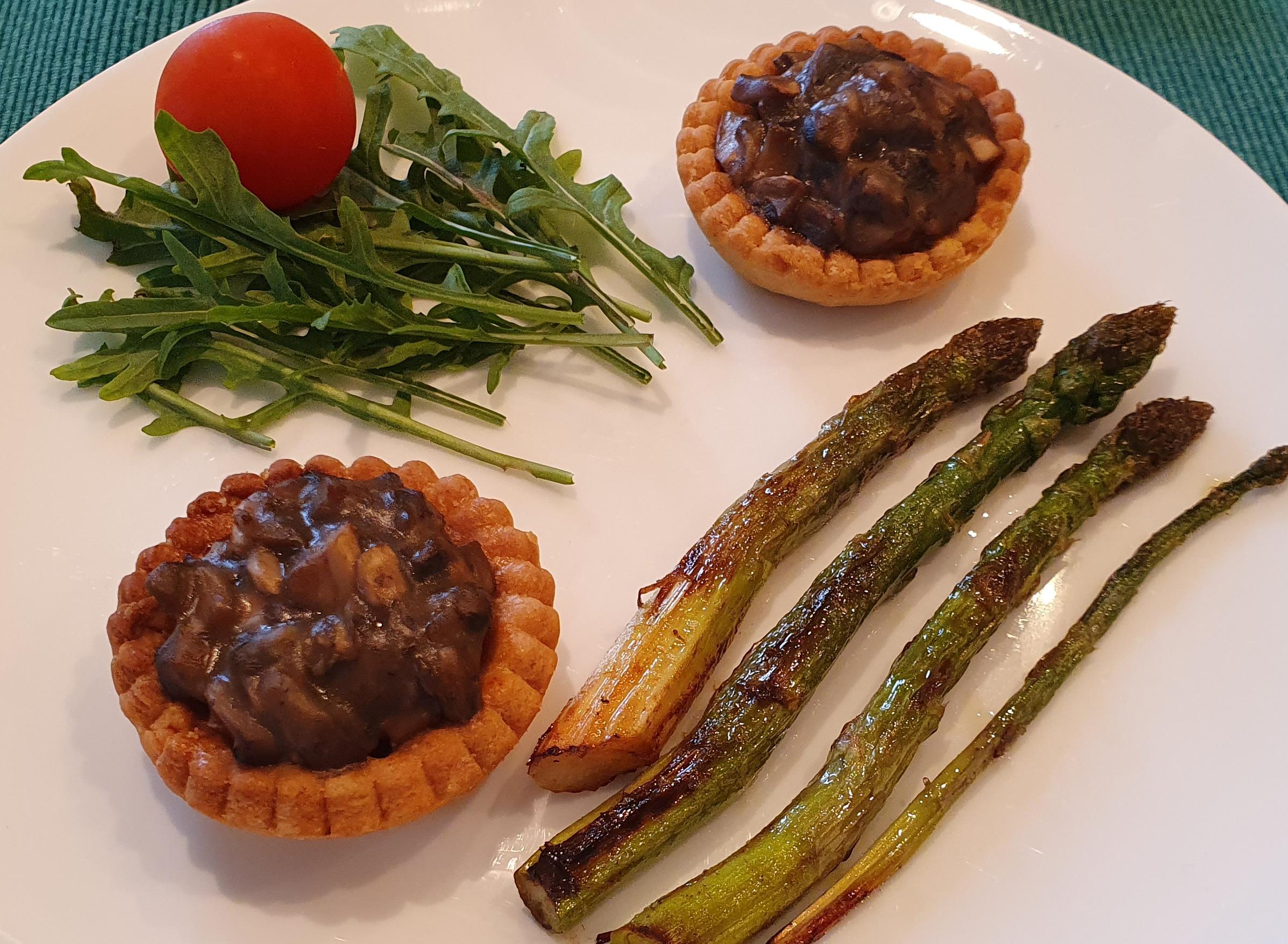 Mushroom Tartlets & Griddled Asparagus