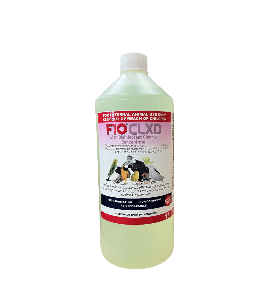 Bottle of F10CLXD Avian Disinfectant Cleanser Concentrate