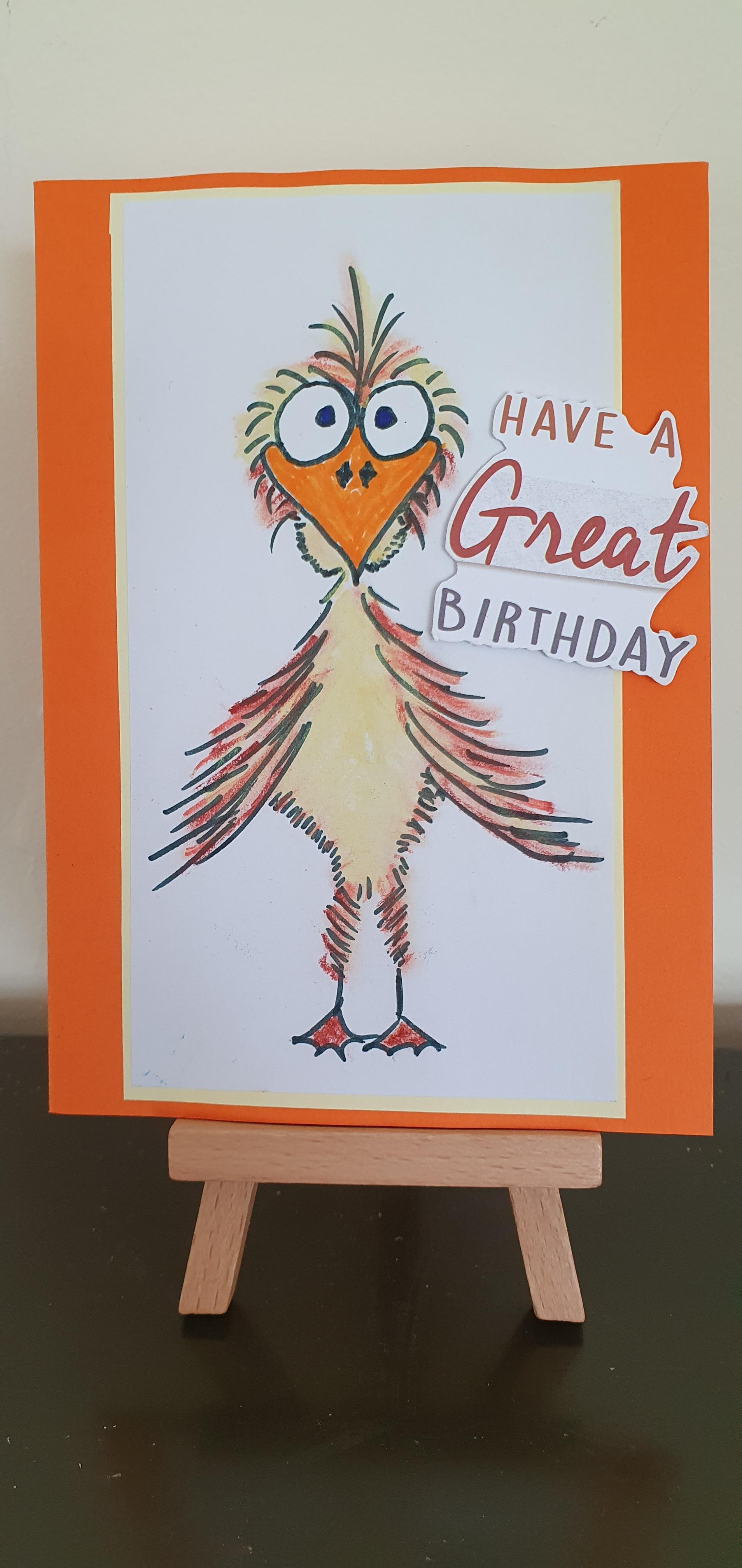 Crazy Bird Birthday Card 4 pack