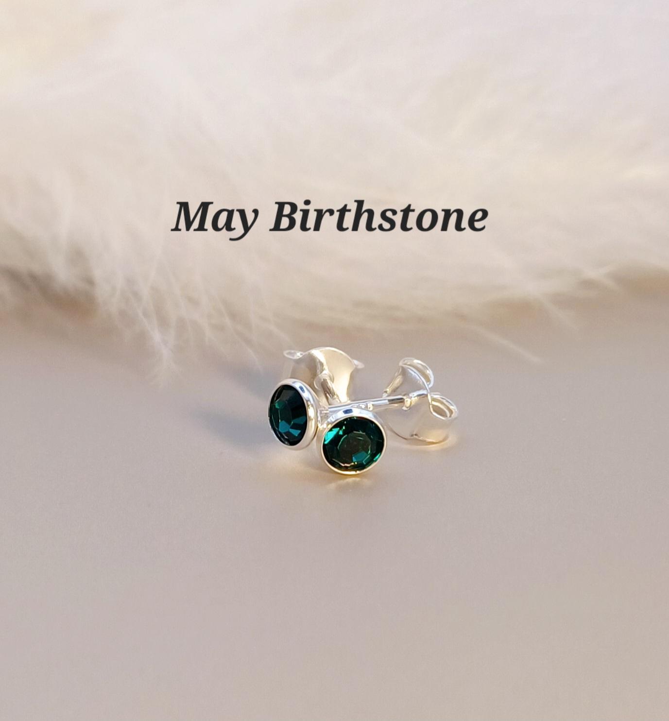 EARRINGS - Sterling Silver Tiny Birthstone Stud Earrings