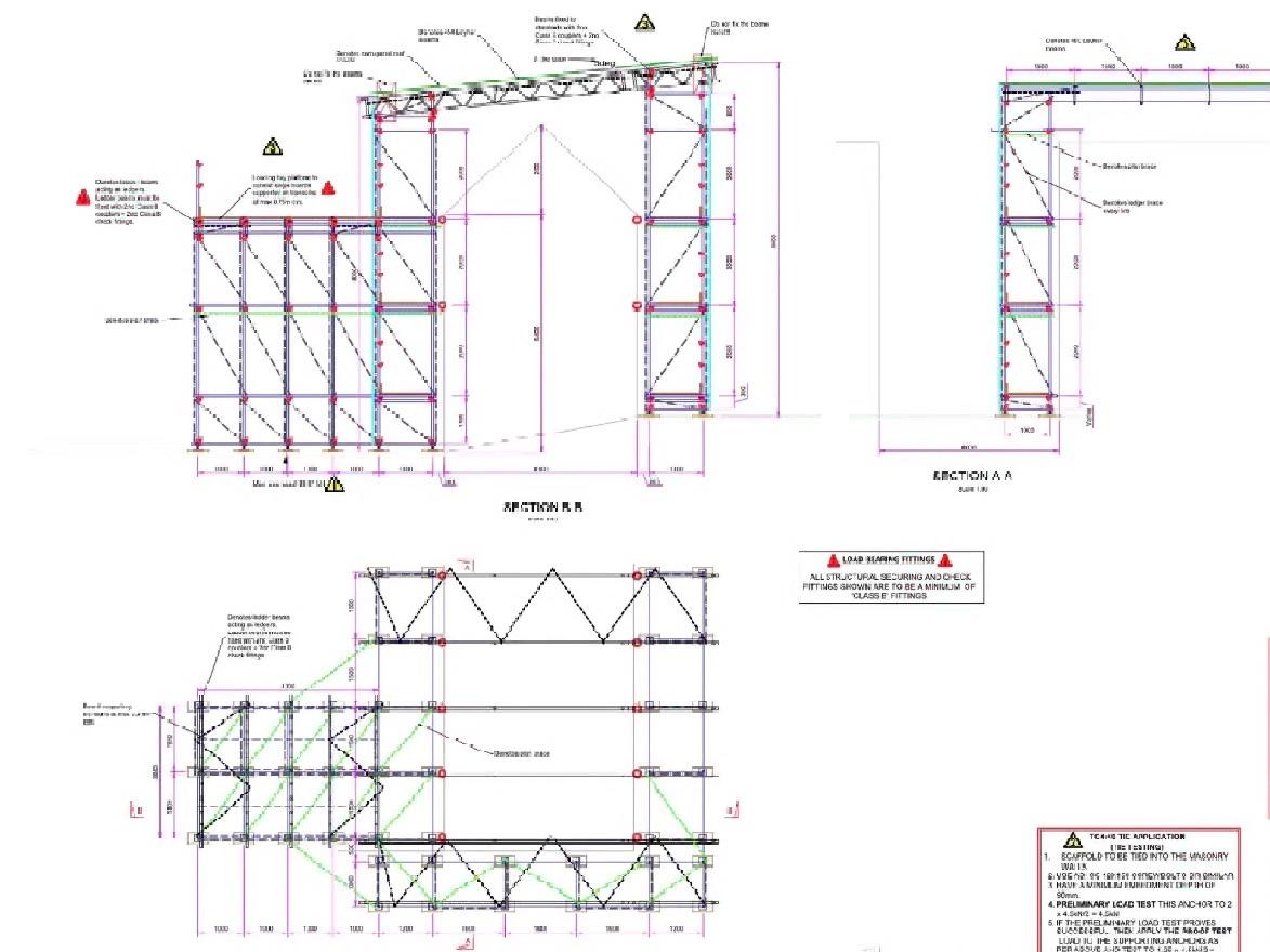 Detailed scaffold design plan for a temporary roof by iChecked in Guernsey